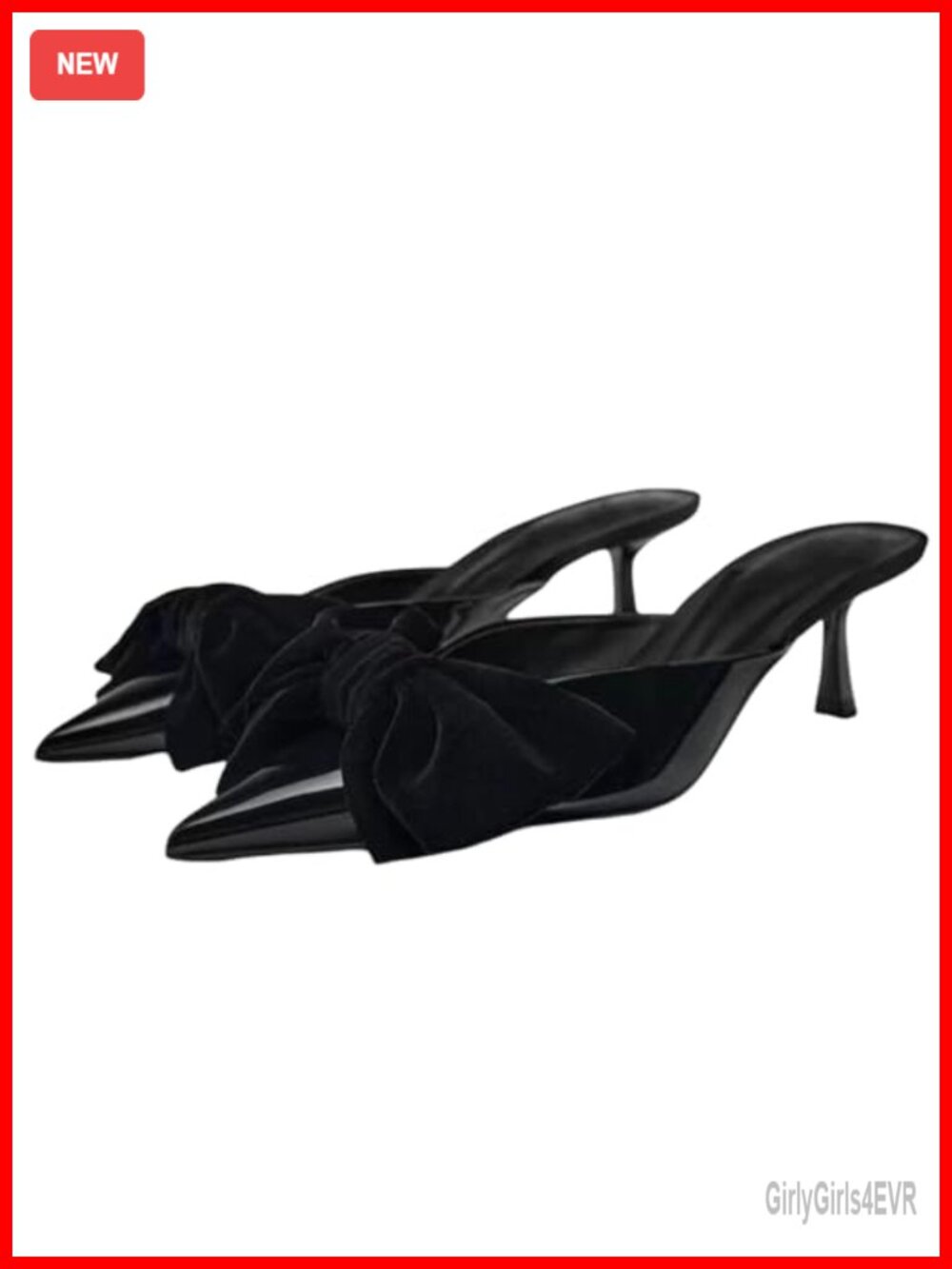 Kitten Heel Bow Mule Pointed Toe Slip On Backless Pump Work Shoe